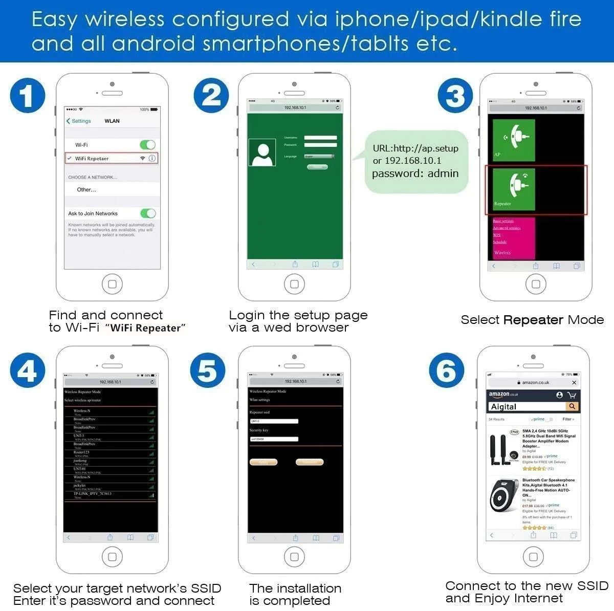 300Mbps WiFi Repeater with WPS Function for Home Use.
