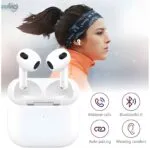 AirPods 3 replica earbuds and case in clear view.