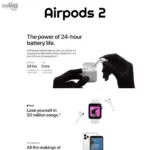 Airpods 2 Bluetooth earphones for wireless listening.