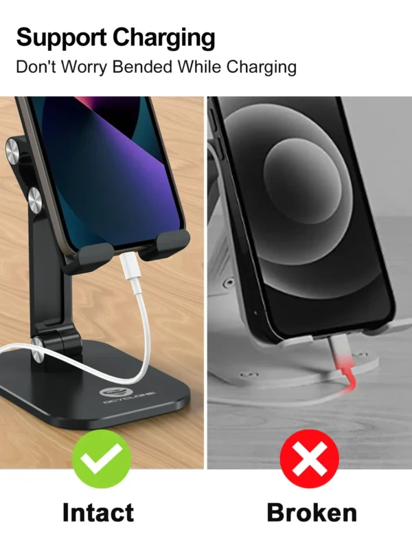 Thick case friendly phone holder stand for secure grip