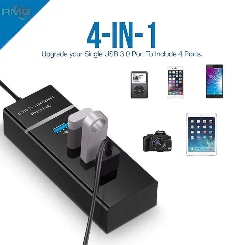 USB Hub 4 Port with 30CM Cable - Top View