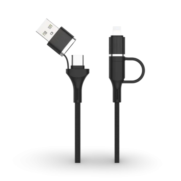 4-in-1 Fast Charging Cable with Enhanced Grip & Nylon Braiding - 6A 120W Output