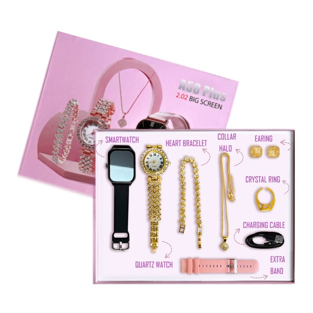 Smartwatch and elegant jewelry set for her