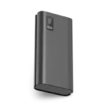 Close-up of the Aspor A336 power bank featuring a 20000mAh capacity, LCD screen, and multiple USB charging ports.