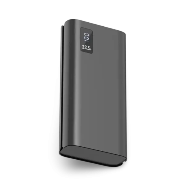 Close-up of the Aspor A336 power bank featuring a 20000mAh capacity, LCD screen, and multiple USB charging ports.