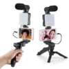 Pro Vlogging Kit : 360° Tripod & Mobile Holder , 360° adjustable tripod with mobile holder, perfect for professional vlogging and video recording.