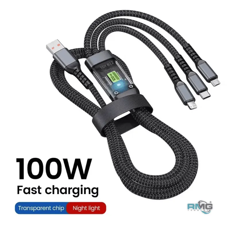 100W super fast 3-in-1 data cable