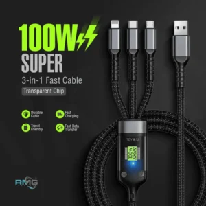 100W super fast 3-in-1 data cable