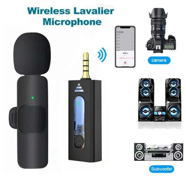 Close-up of the K35 Wireless Lavalier Mic showing its sleek, professional design.