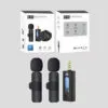 Professional K35 Wireless Lavalier Mic with clip and 3.5mm jack for recording.