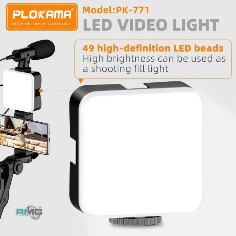 Plokama PK771 LED Light Tripod Phone Holder Kit