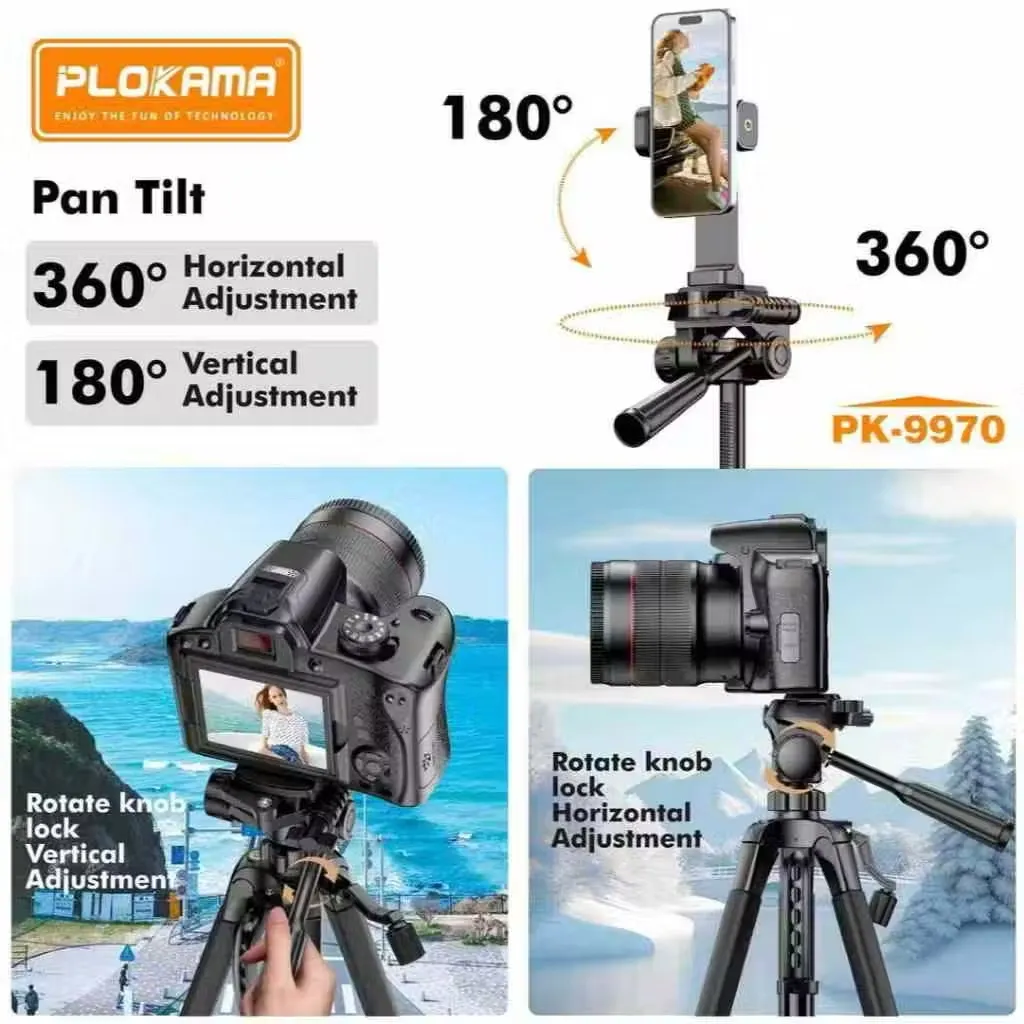 Plokama PK9970 Tripod with Quick-Release Plate & Sturdy Grip