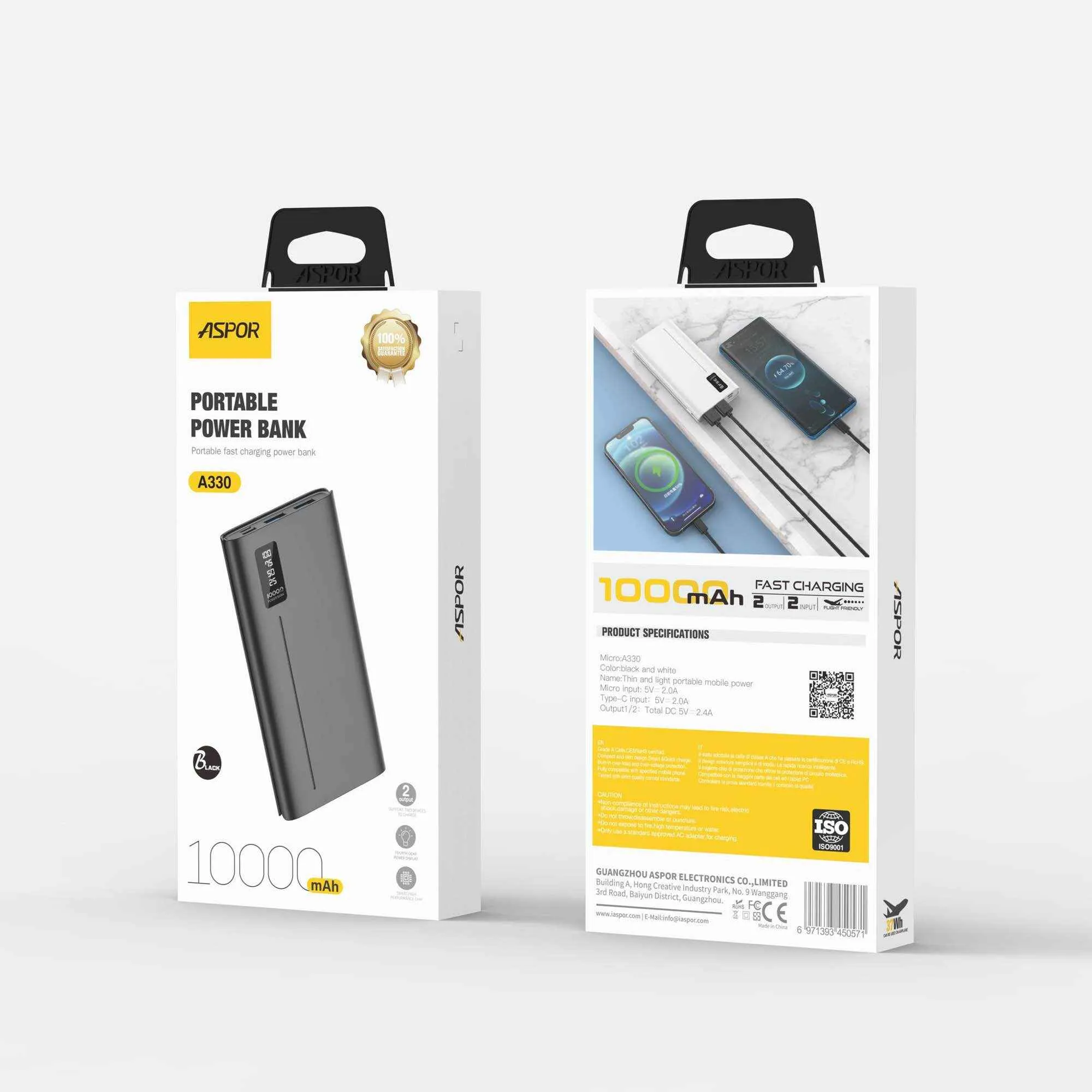 Aspor A330 10000mAh Power Bank - Packaging
