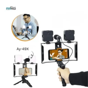 AY-49X Vlogging Kit With 2 LED Lights & Microphone