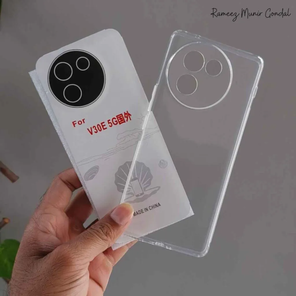 Vivo V30e 5G Transparent Silicone Case with Anti-Dust Plug