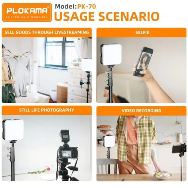 PLOKAMA PK70 LED Video Light for Content Creators and Influencers