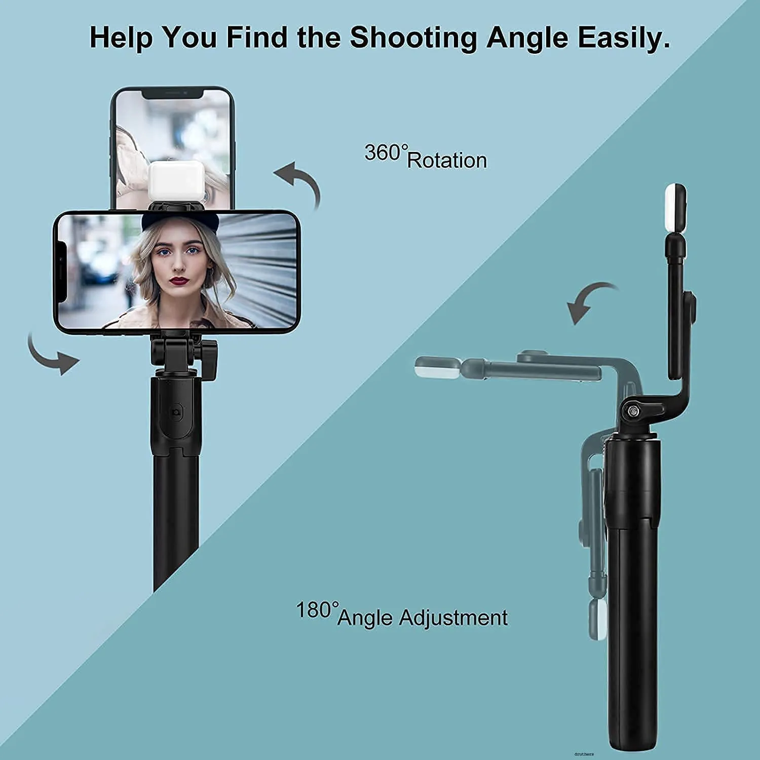 Selfie Stick Tripod with Bluetooth Shutter and Phone Holder