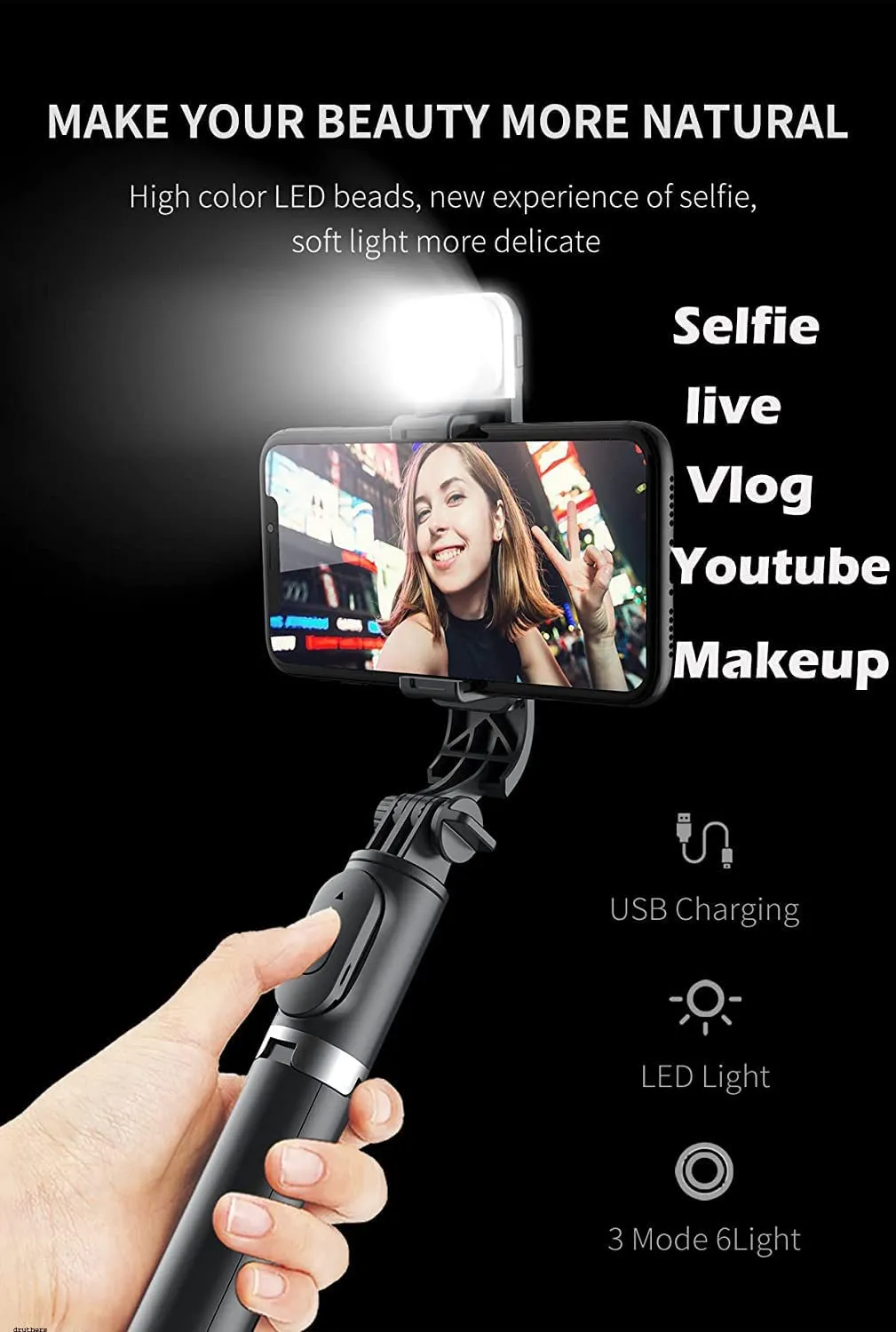 Extendable Wireless Selfie Stick Tripod for All Phones