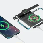 10000mAh Aspor Power Bank with Built-in Cable and Wireless Charging