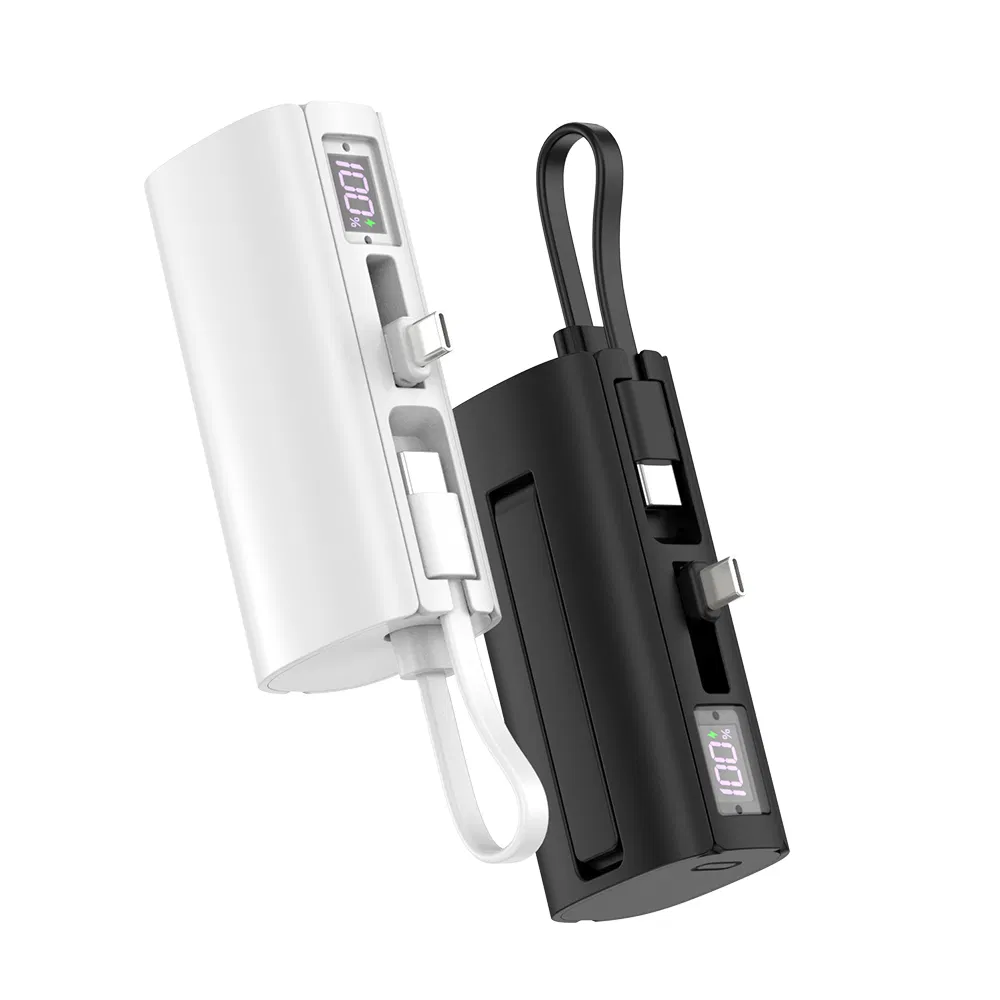 Aspor 5000mAh portable charger with built-in cable