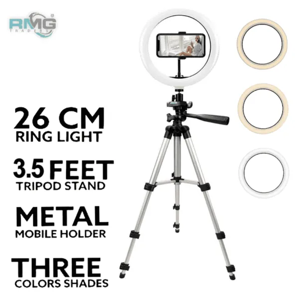 26cm Ring Light with 3.5ft Aluminum Tripod Stand