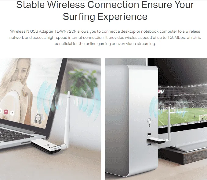 Tp-Link TL-WN722N Wireless USB Adapter for Laptop