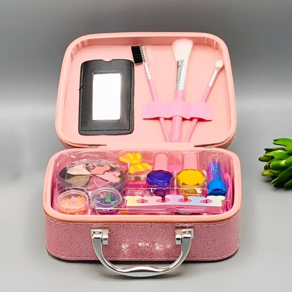 Girls’ Pretend Play Makeup Set with Real Washable Cosmetics