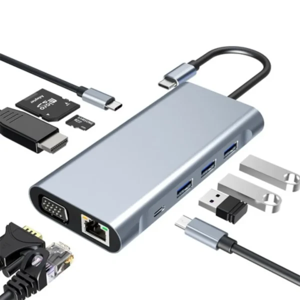 Type-c Hub 10 In 1 Usb C To 4k Hdmi Rj45 Pd