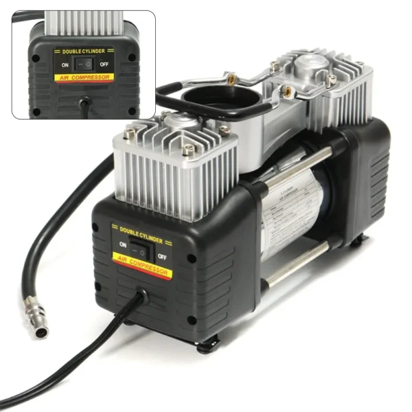 12V Dual Cylinder Portable Car Tire Air Compressor.