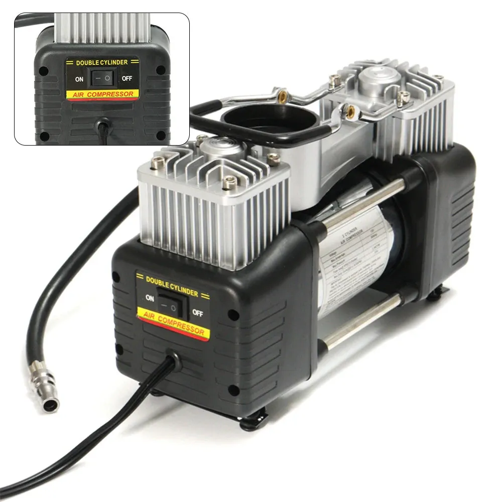 12V Dual Cylinder Portable Car Tire Air Compressor.