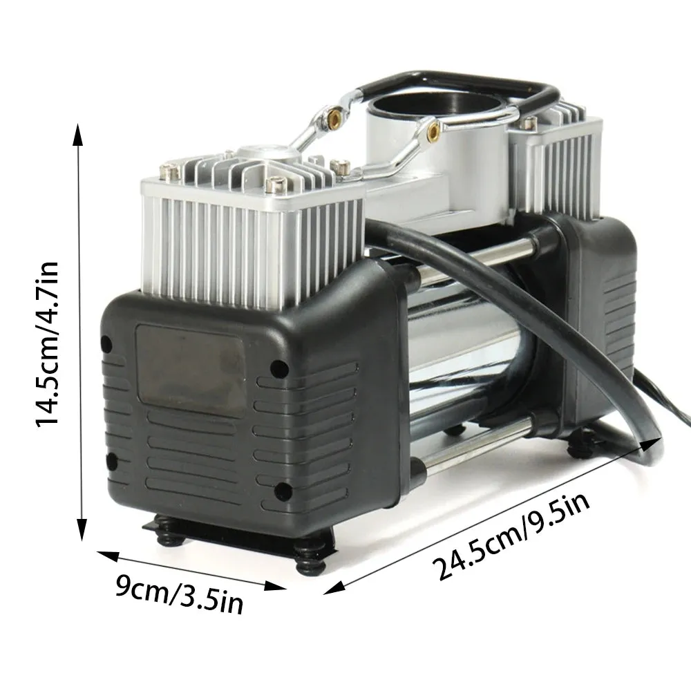Compact and durable dual cylinder tire air compressor