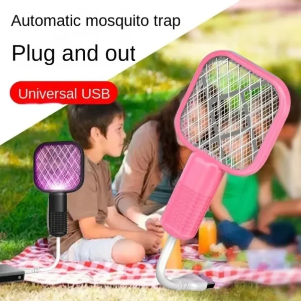 Portable electric mosquito racket for indoor and outdoor use