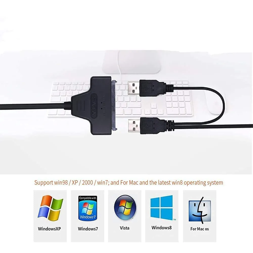 Compact USB 2.0 22P HDD Adapter Cable for Laptop Hard Drives, Suitable for Fast Data Transfer.
