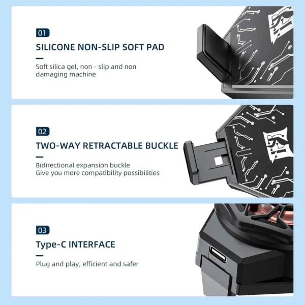 Efficient cooling fan and radiator for gaming phones.
