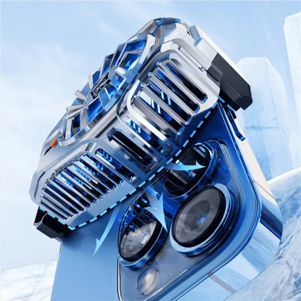 Efficient gaming phone cooler with compact design.