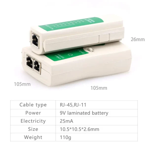 Network Testing Tool for RJ45 RJ11 RJ12 Ethernet Cables.