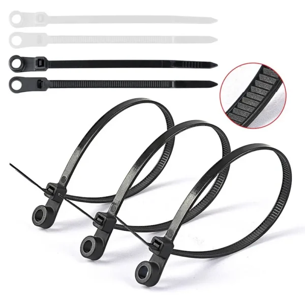 Assorted Color Cable Ties with Mounting Screw Hole