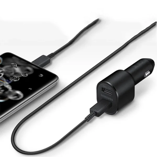 Quick Charge 3.0 Car Charger with USB C Port, Designed for Fast Charging of iPhone 12, Samsung S20, and Xiaomi Mobile Phones.