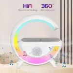Wireless charger table lamp with modern design.