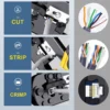 RJ45, RJ12, RJ11 cable tool for cutting, stripping, and crimping.