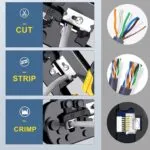 RJ45, RJ12, RJ11 cable tool for cutting, stripping, and crimping.