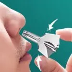 Trim nose hair effortlessly with this mini portable stainless steel manual trimmer