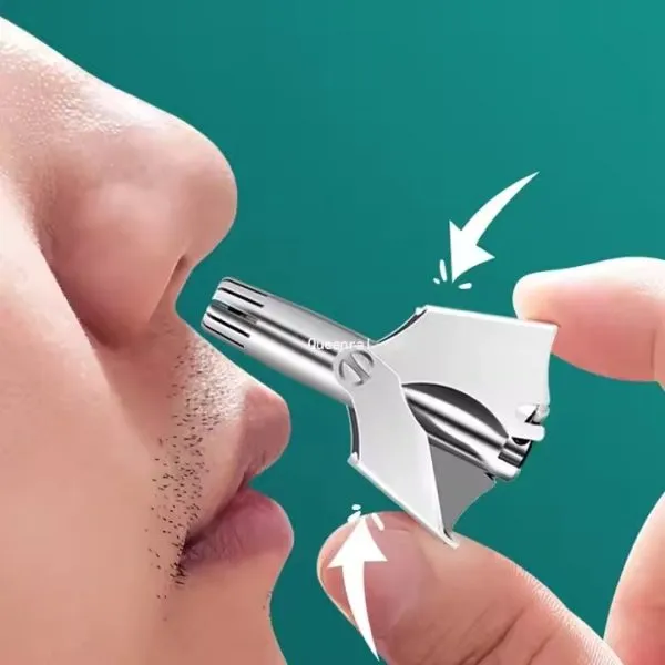 Trim nose hair effortlessly with this mini portable stainless steel manual trimmer