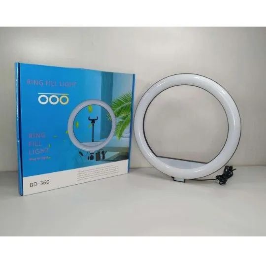 BD-360 36cm LED Ring Light with Adjustable Brightness and Phone Holder
