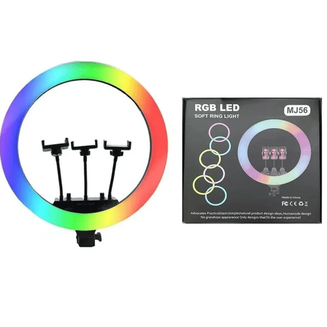 MJ-56 Multi-Color Ring Light with 15 color modes and adjustable brightness
