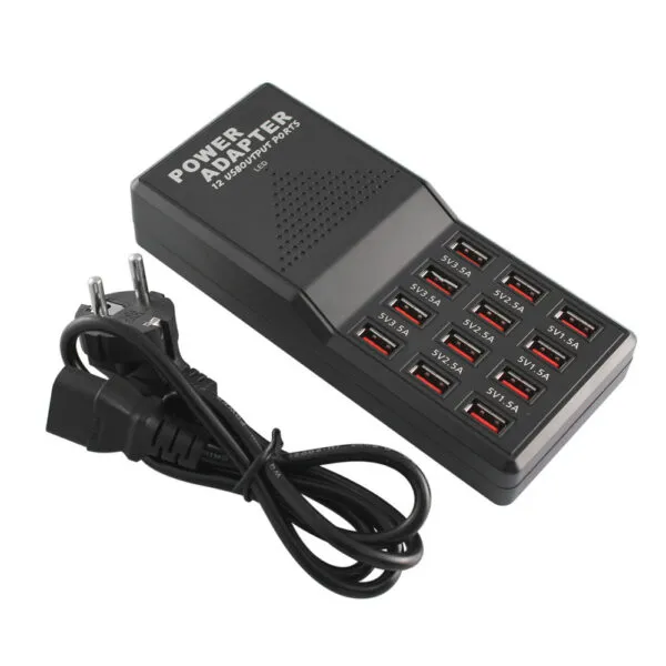 USB Fast Charger 12 Port 12A W858 with Smart Charging Technology