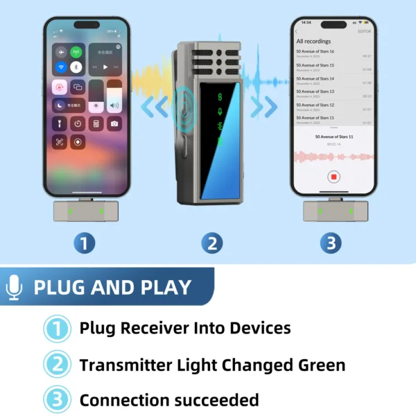 Jmary MW-15 wireless microphone for Type-C mobile devices.