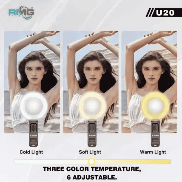 Bright LED selfie ring mirror for makeup and video creators.