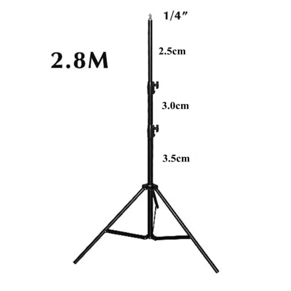 Adjustable tripod light stand for studio photography.