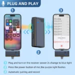 Compact wireless microphone with 2.4G technology.